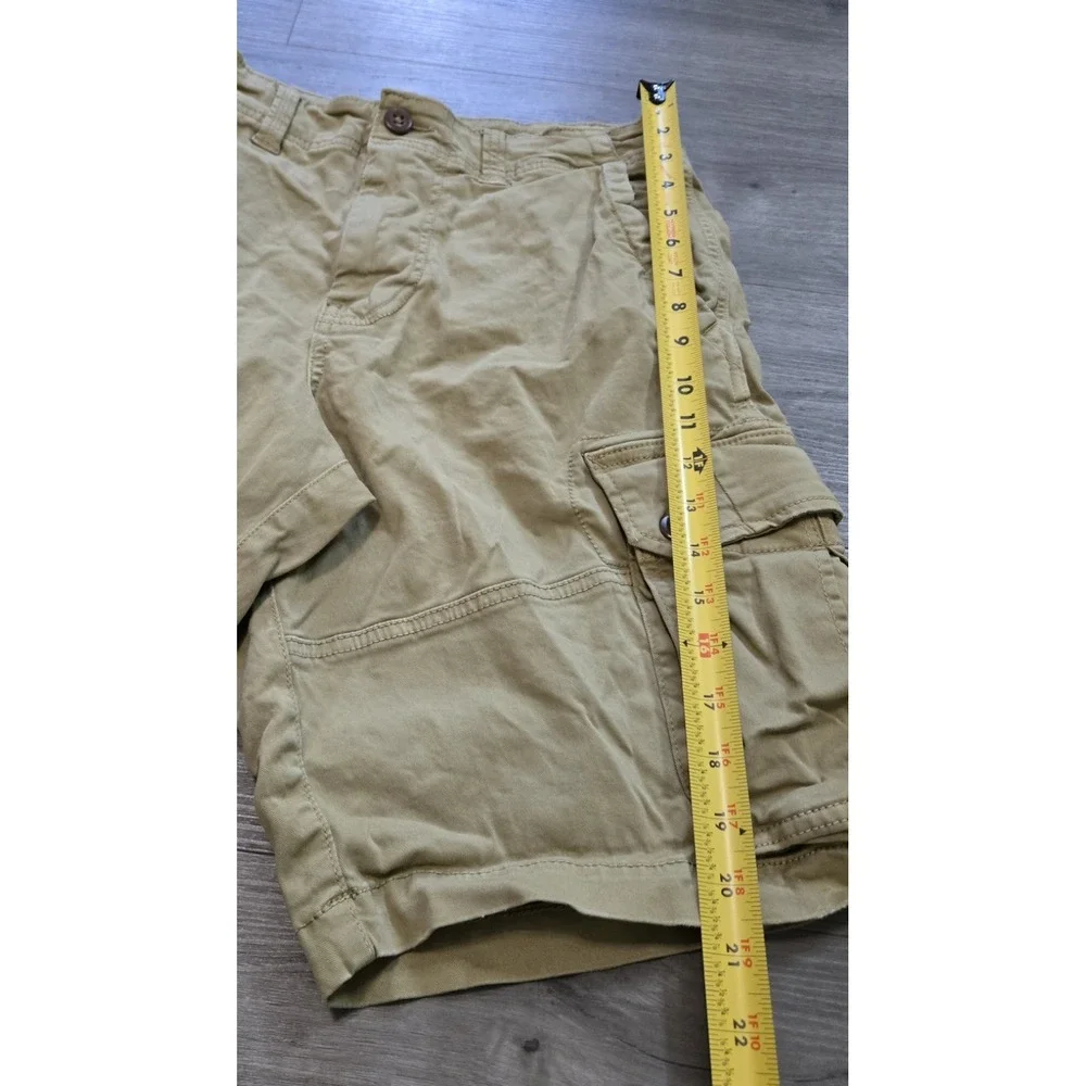 American Eagle Cargo Shorts Mens 32 Khaki Beige Longer Length Y2K Extreme Flex